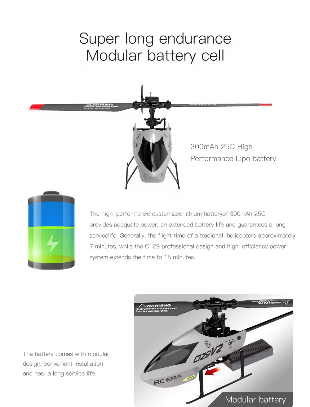 C129 V2 4CH Flybarless Micro RC Helicopter W/ 6-Axis Gyro And Altitude Control - RTF