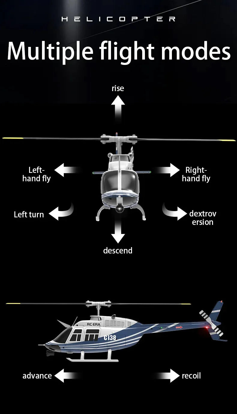 RC ERA 4CH C138 Pro Bell206 Gyro Stabilized Helicopter w/ Optical Flow-India