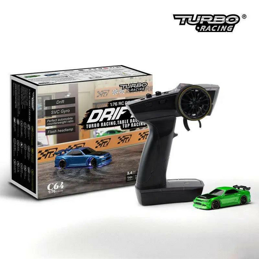 Turbo Racing C64 Desktop Drift Car(With Gyro) 1:76 RTR (Green) | India