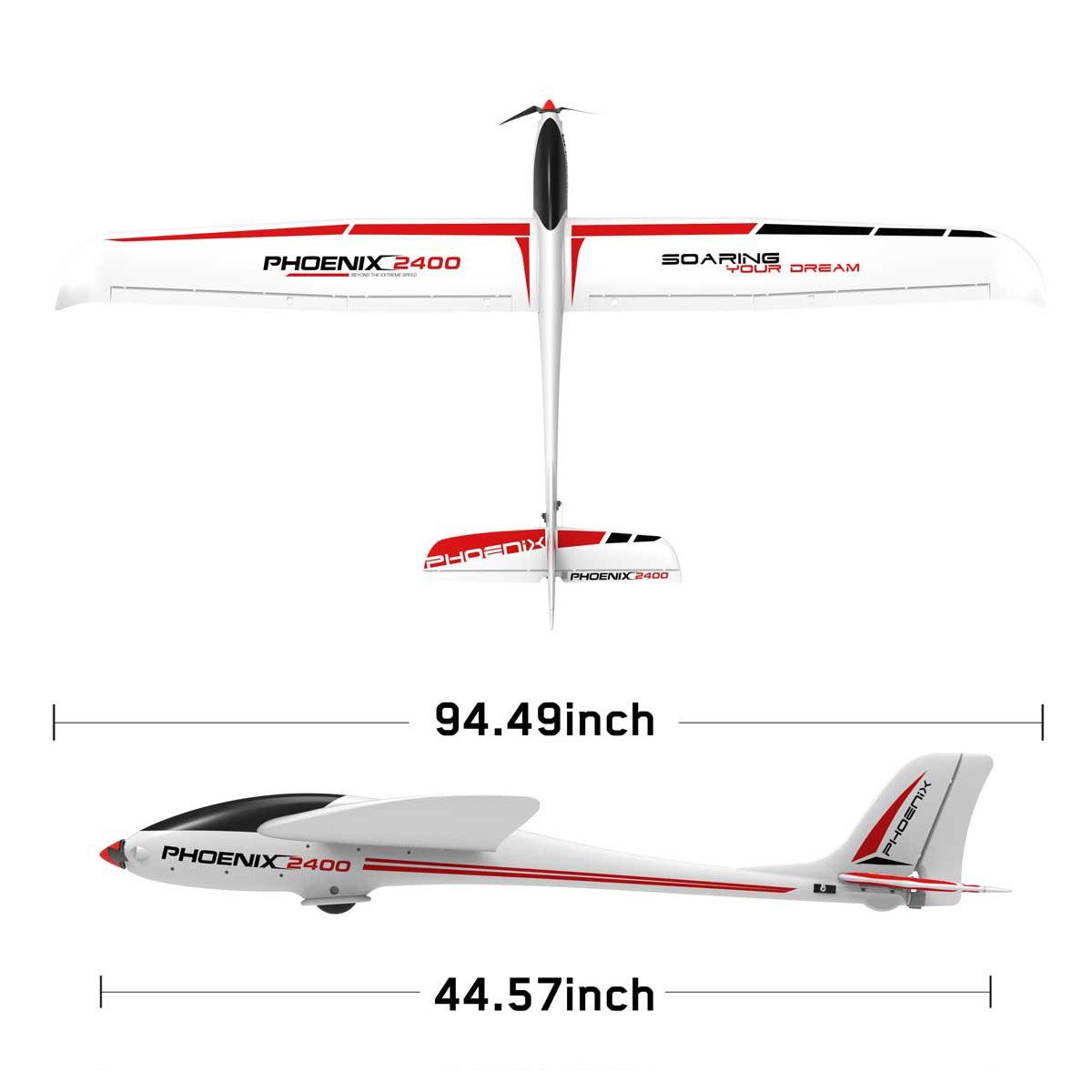VOLANTEXRC Phoenix 2400 (PNP) 5CH 2.4M with Plastic Fuselage (94.48'') 75903