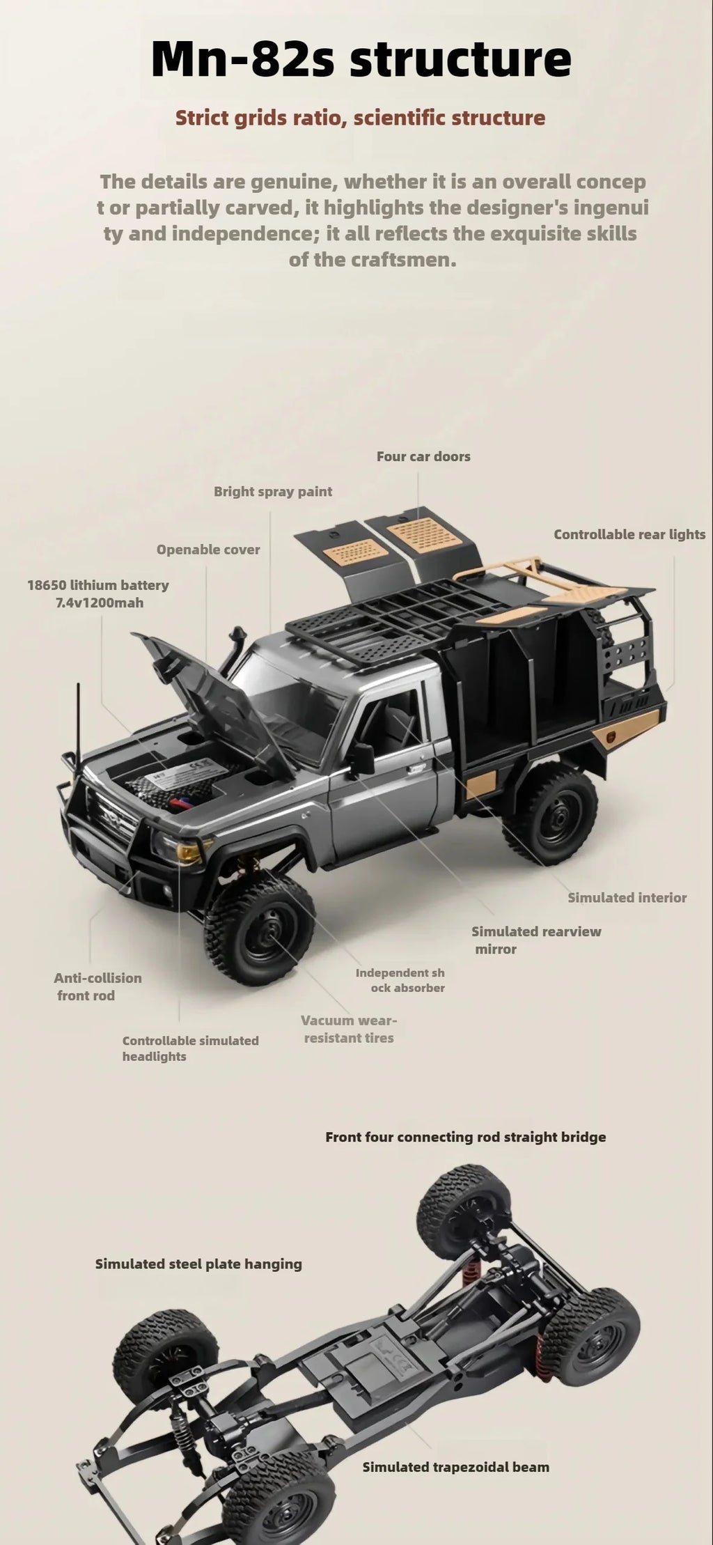 MNRC MN82S RC Car 1/12 Scale 2.4G 4WD For Toyota LC79 Off-Road Vehicle India