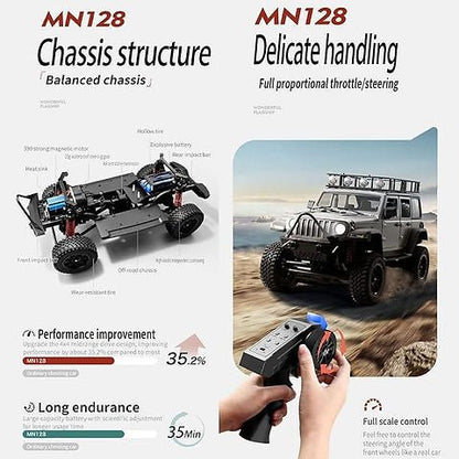 MNRC MN128 RTR 1/12 2.4G 4WD RC Crawler with LED Light | RC India - TorqueFun