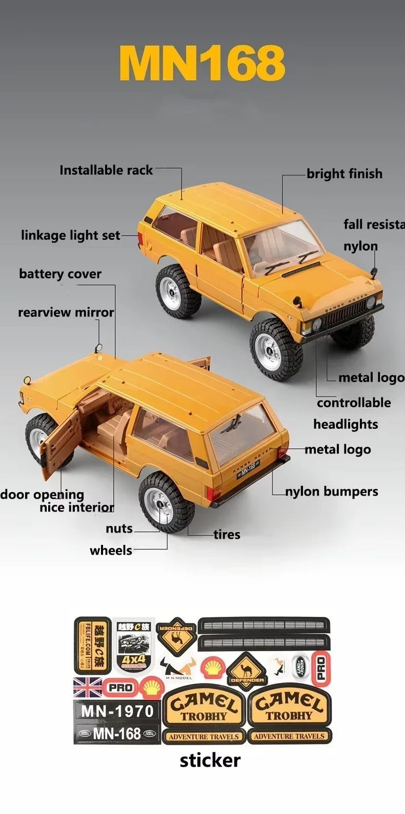 MNRC MN168 1/12 Land Rover 4WD RTR RC Climbing Truck with LED Lights India - TorqueFun