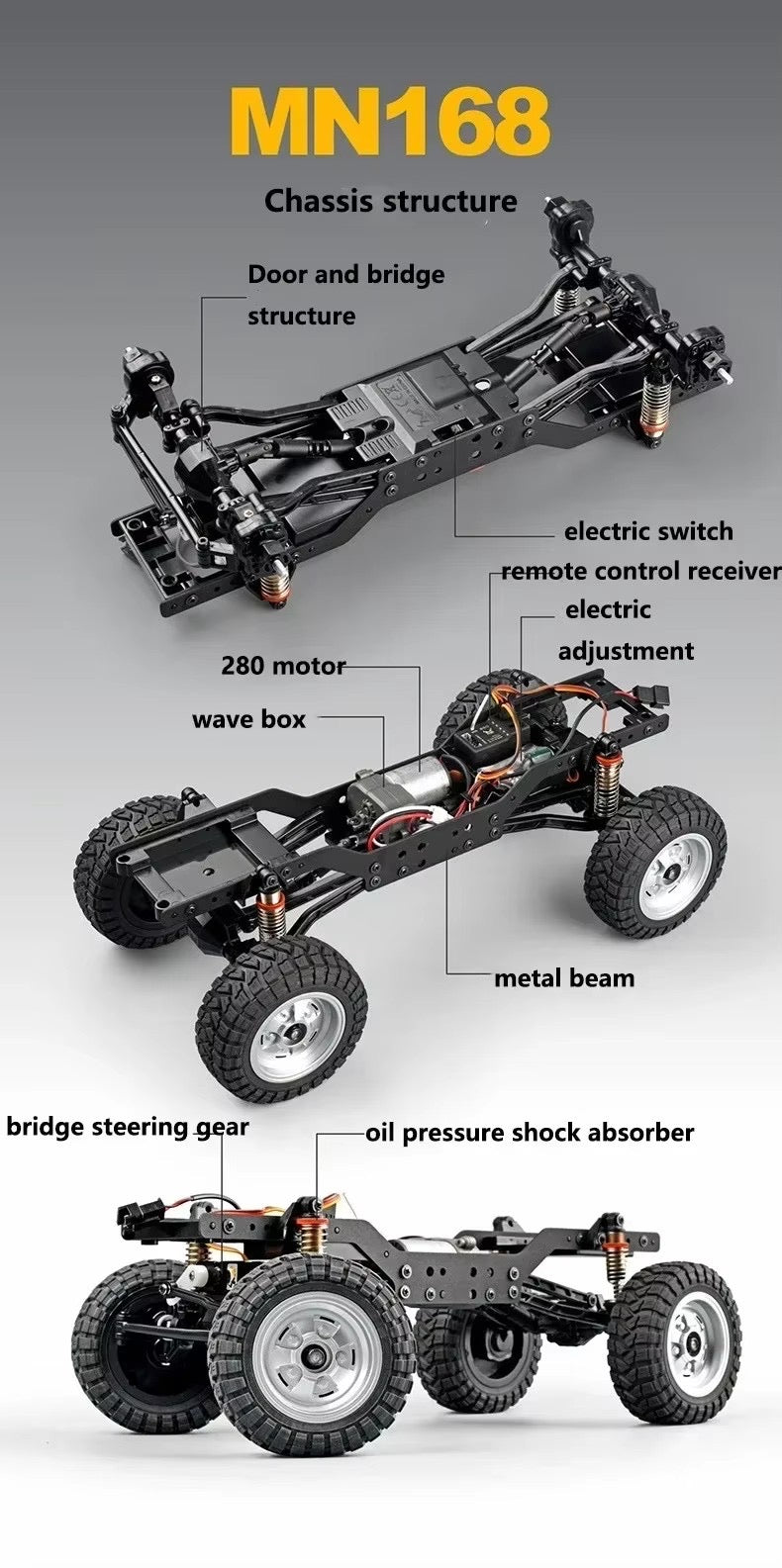 MNRC MN168 1/12 Land Rover 4WD RTR RC Climbing Truck with LED Lights India - TorqueFun